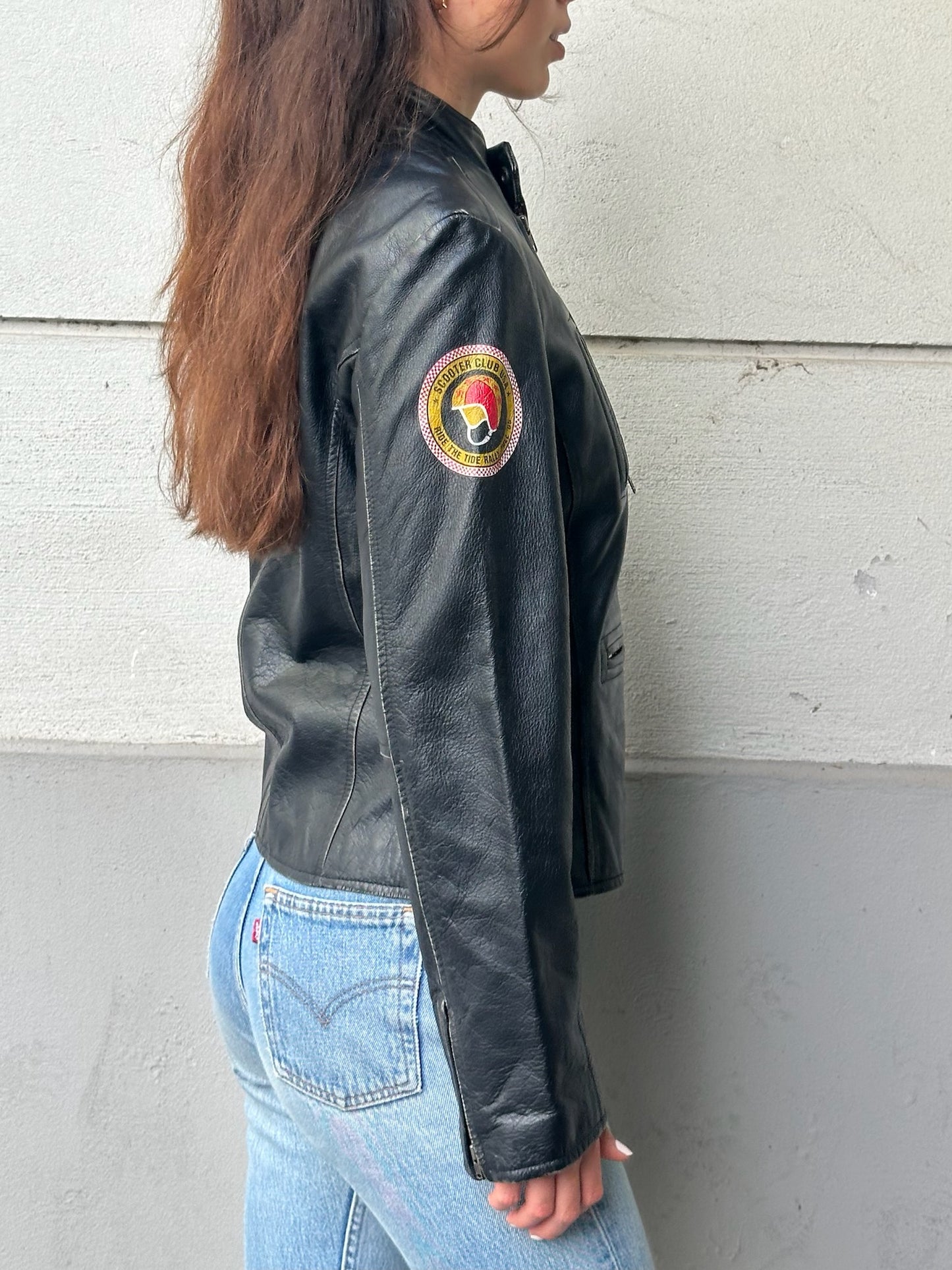 Vintage Levi’s Red Tab 100% Genuine Black Distressed Leather Moto Jacket S/M