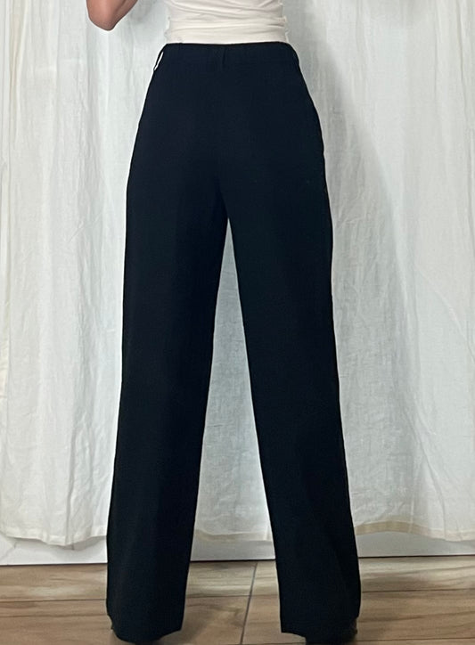 Simple Black Straight Leg Viscose Trousers S EU 36