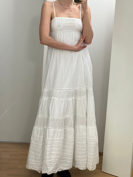 White Cotton Maxi Dress S