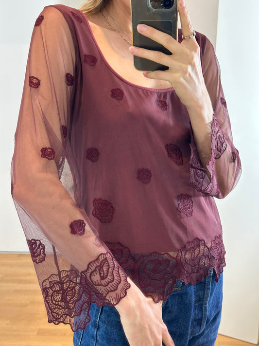 Vintage Mesh Burgundy Top M/L