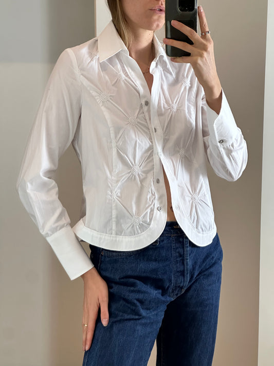 White Embroidered Blouse S