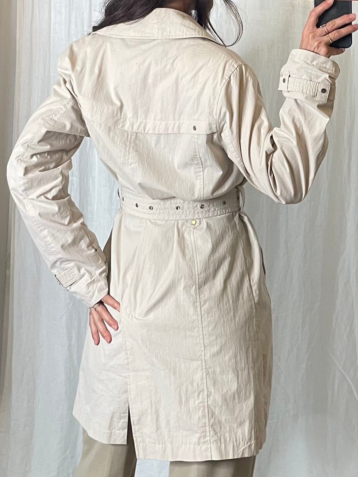 Vintage Cream Belted Trench Coat M HONEST SECOND HAND