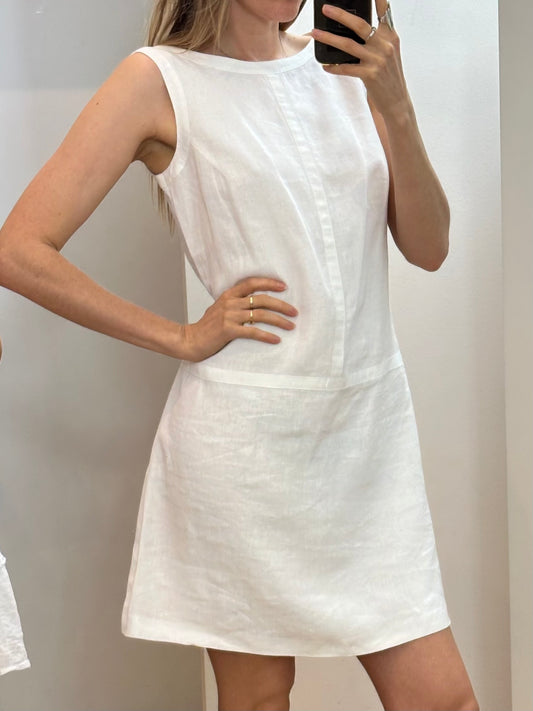 Vintage White Linen Dress M