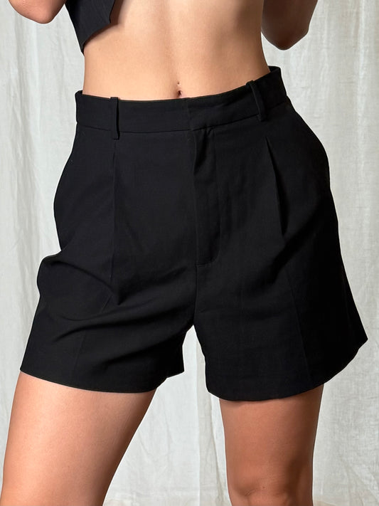 Simple Black High Waisted Shorts S