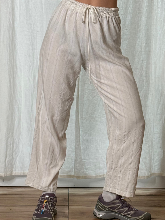 Vintage Cotton/Linen Blend High Waisted Jogger Trousers S