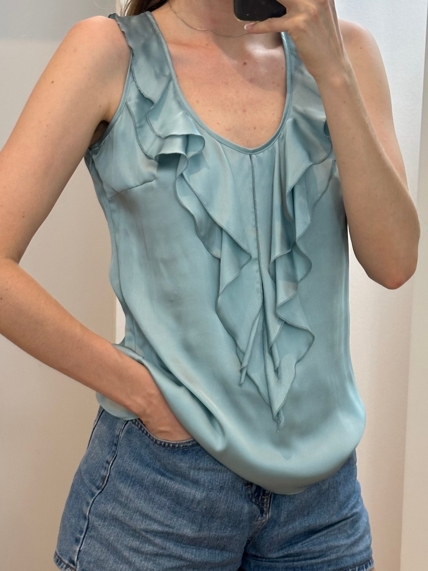 Kenar Turquoise Frills Top S