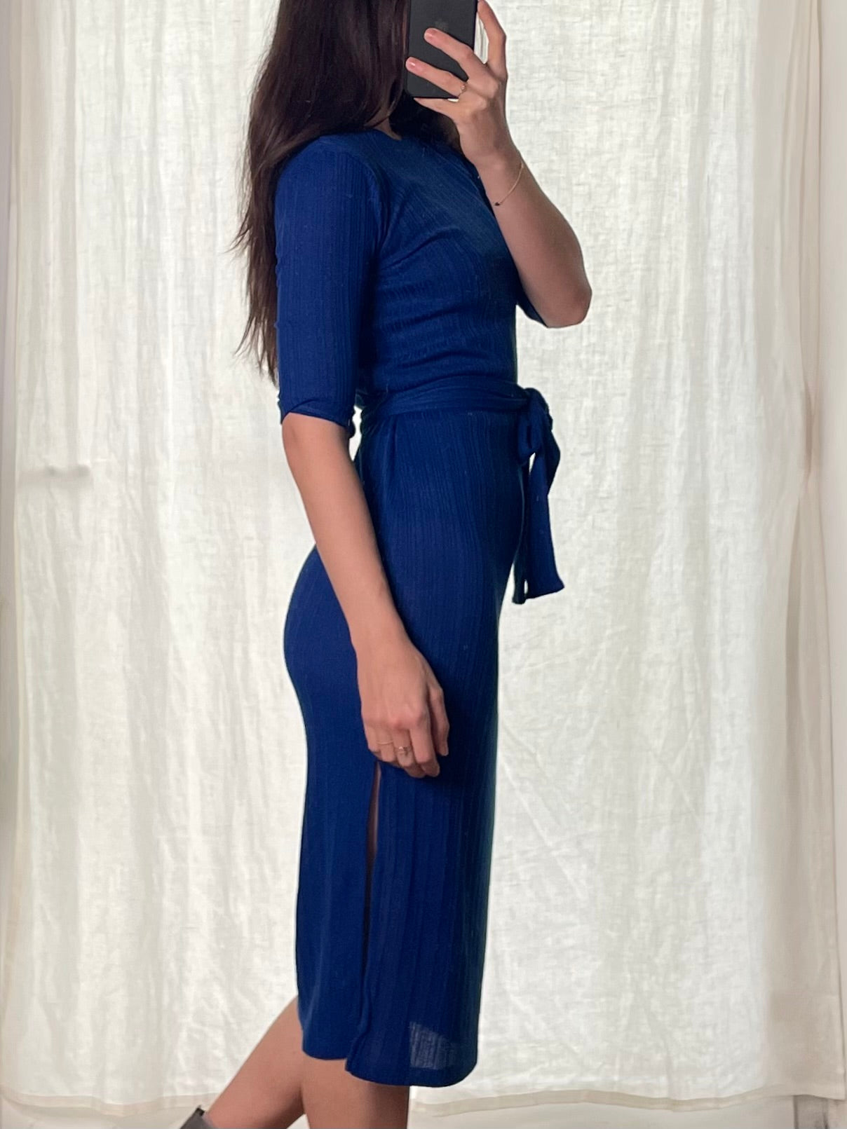 Royal Blue Knit Midi Dress S