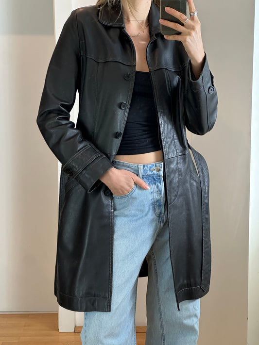 Vintage Black Leather Jacket S/M