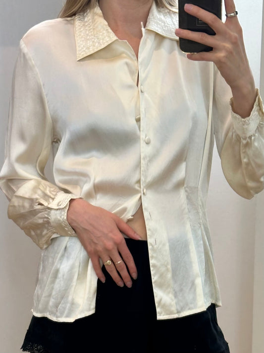Vintage Cream Silk Blouse S/M