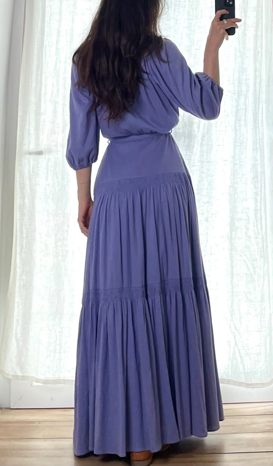 Vintage Purple Peasant Style Maxi Dress S