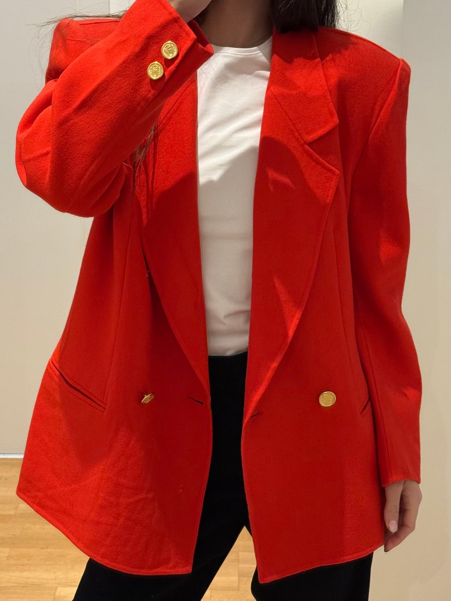 Vintage Red/Orange 100% Wool Blazer Jacket L