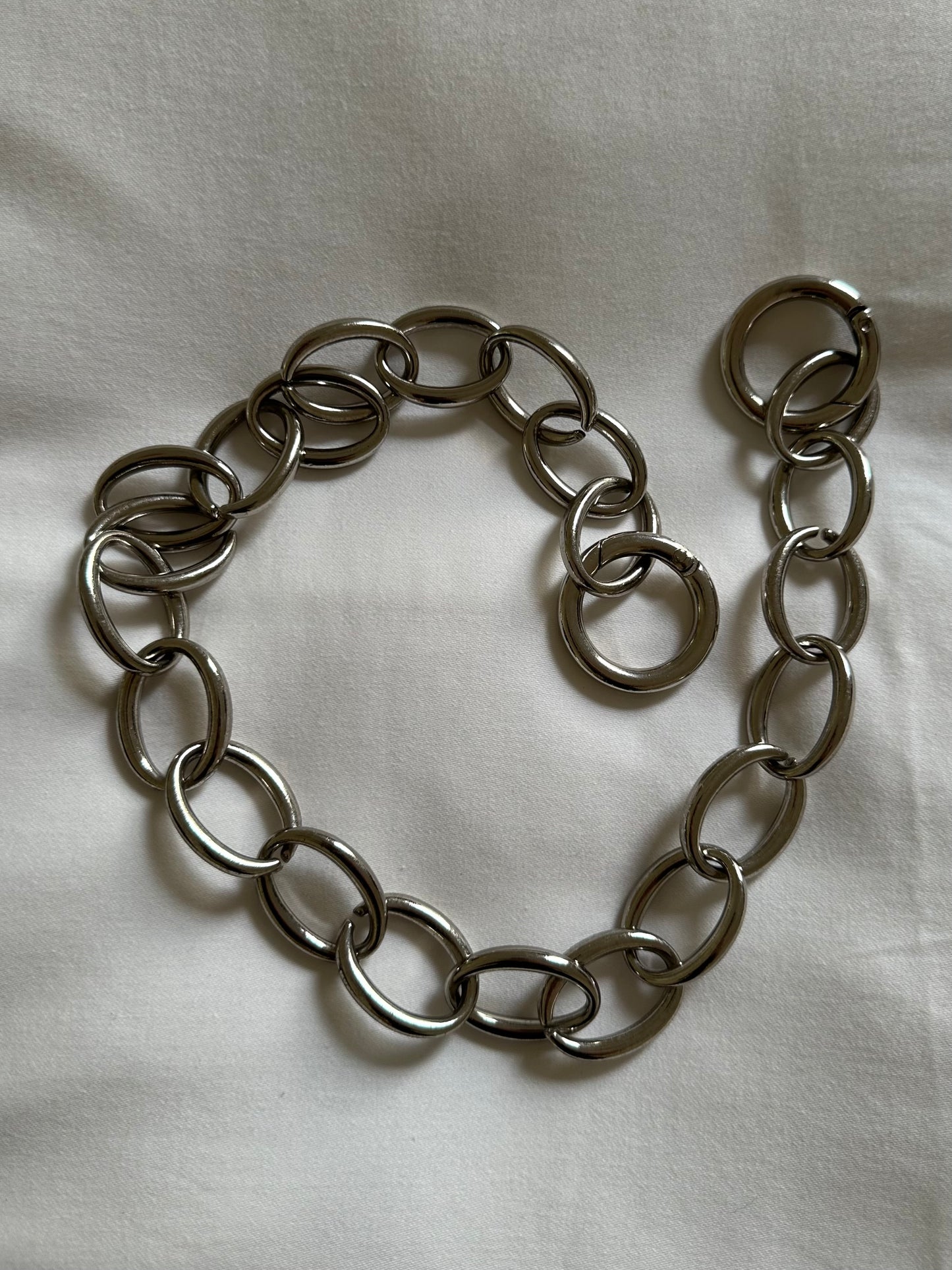 Vintage Leather Bag With Silver Chain