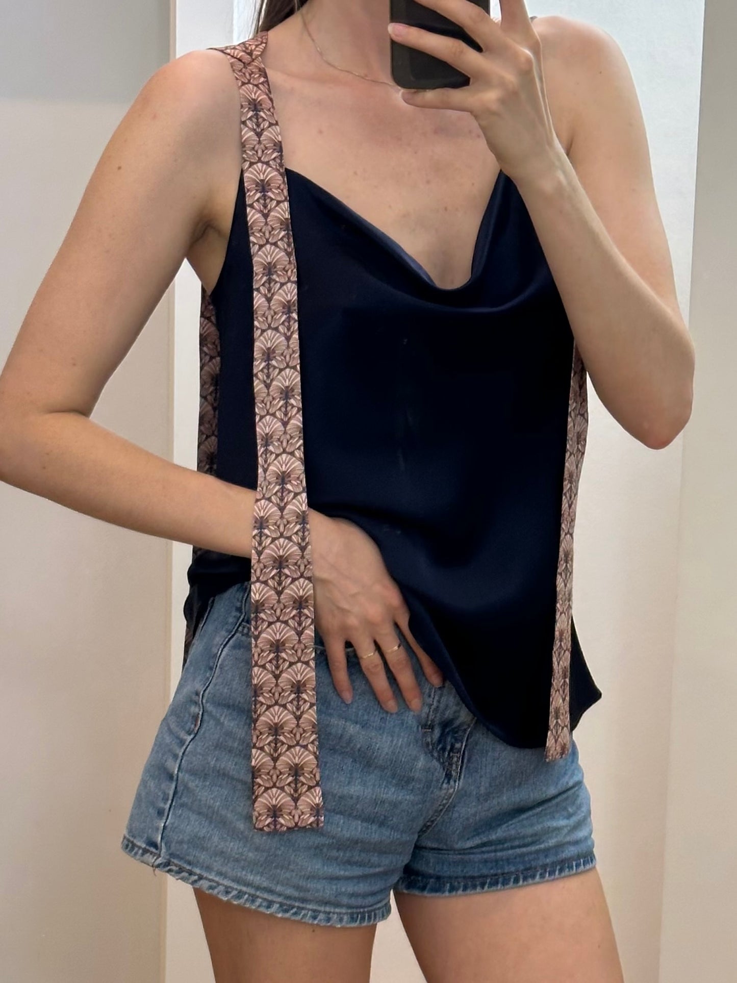100% Silk Navy Palmers Top S