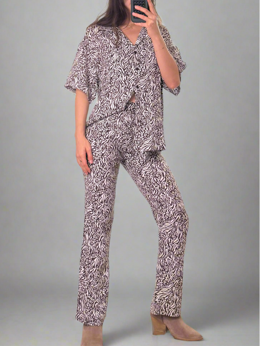 2-Piece Button Down Shirt & Trousers Set XS/S/M