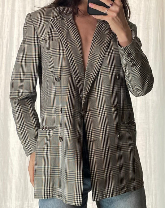 Vintage 100% Cotton Plaid Blazer S/M