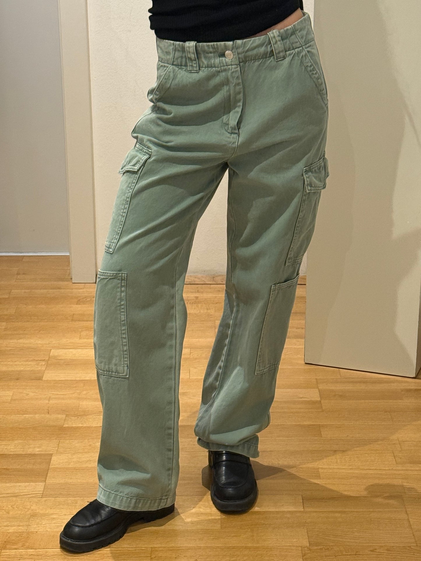 Teal 100% Cotton Cargo Trousers M/EU 38