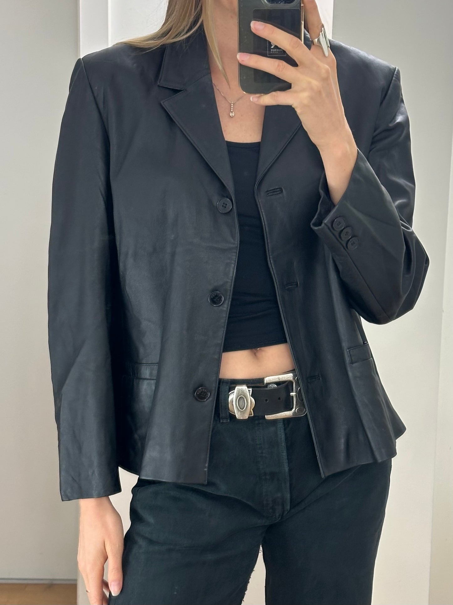 Vintage Black Leather Jacket M/L