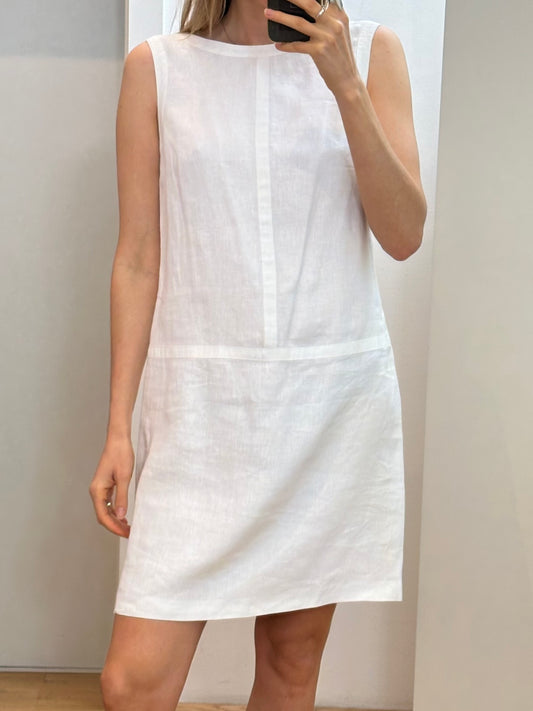 Vintage White Linen Dress M