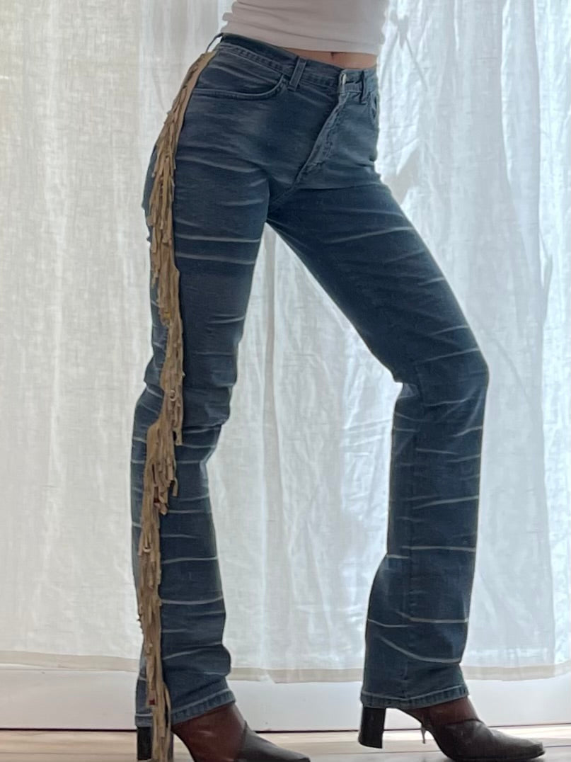 Vintage Fringe Tassel High Waisted Jeans M EU 38