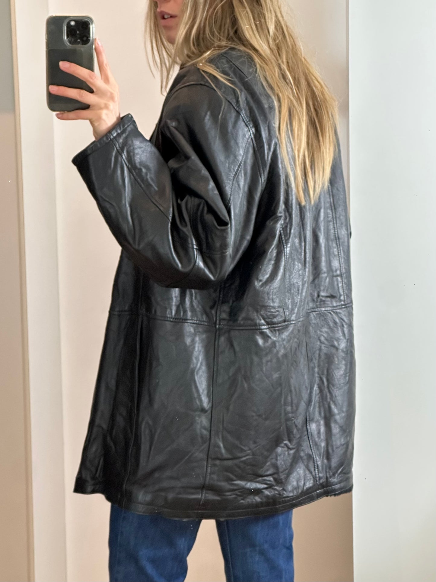 Vintage Black Leather Jacket L