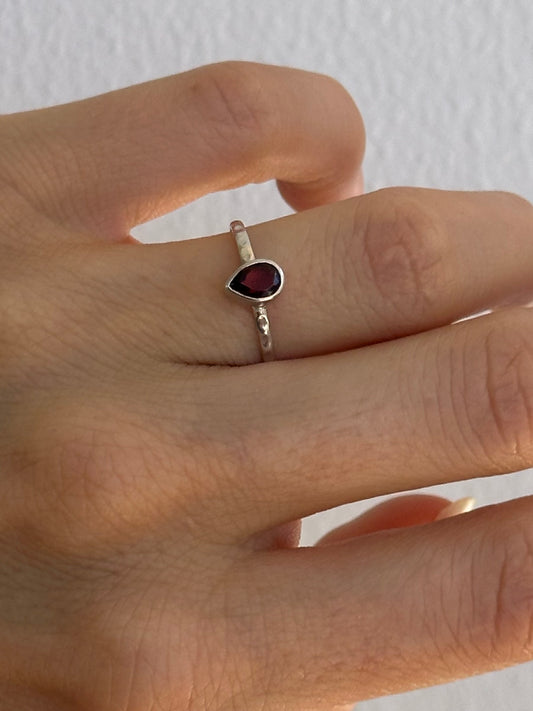 925 Silver Red Gemstone Ring