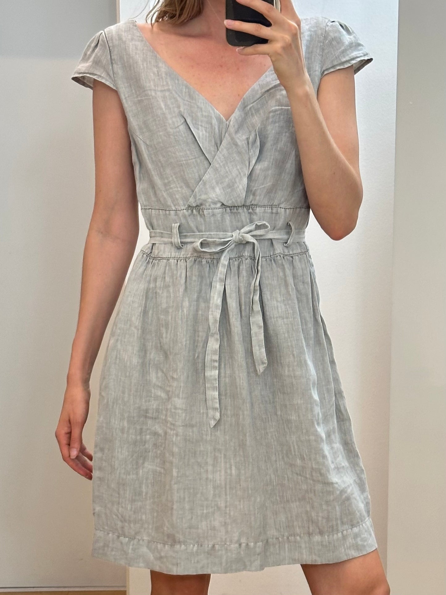 100% Linen Midi Dress M