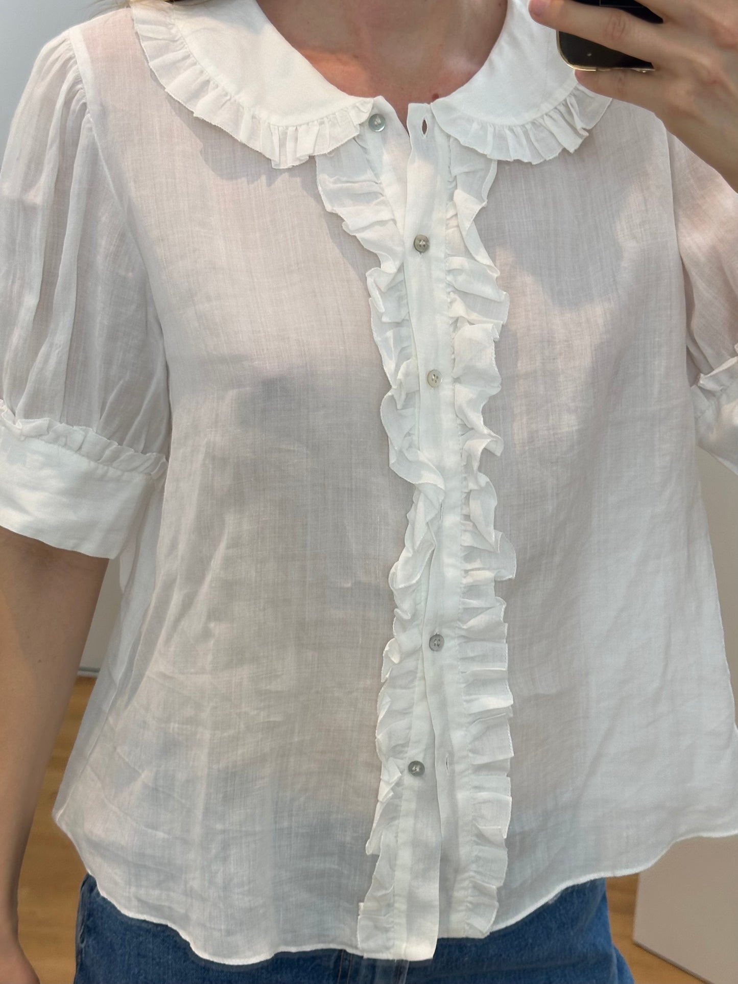 White Linen Blouse M