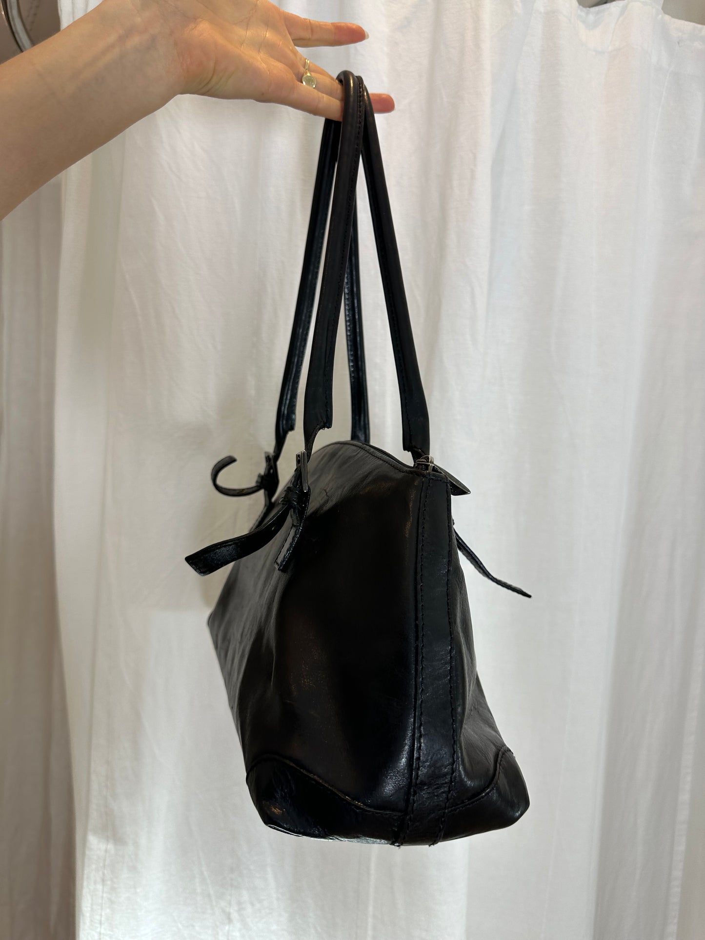 Vintage Black Leather Handbag