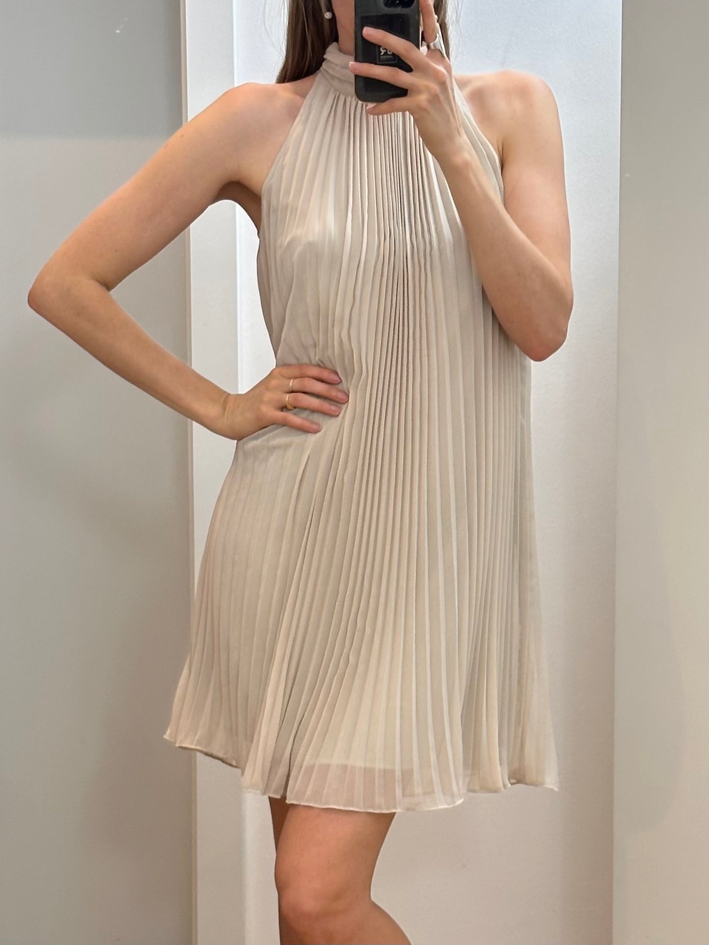 Cream Mini Halter Neck Dress S
