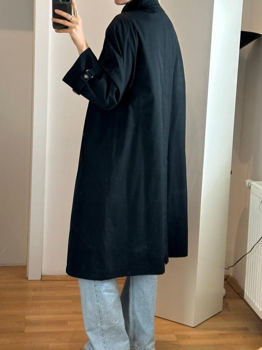 Vintage Warm Black Trench Coat L