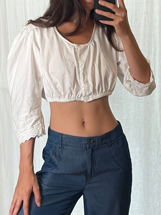 Vintage 100% Cotton “Trachten” Crop Top S