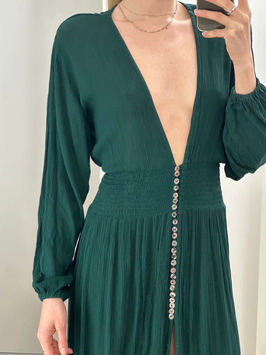 BaliBali Forrest Green Cotton Maxi Dress S