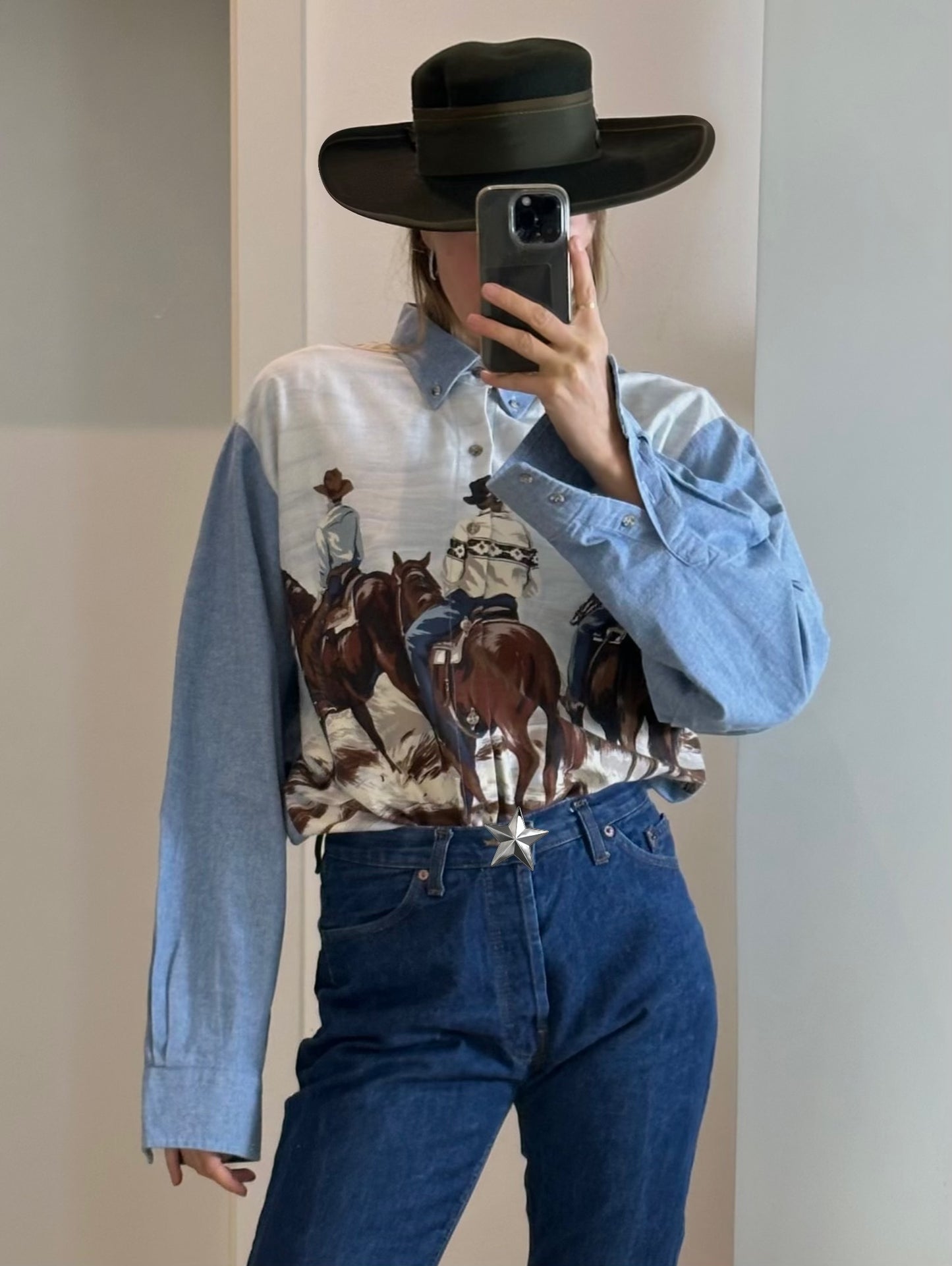 Vintage Cowboy Button Down XL