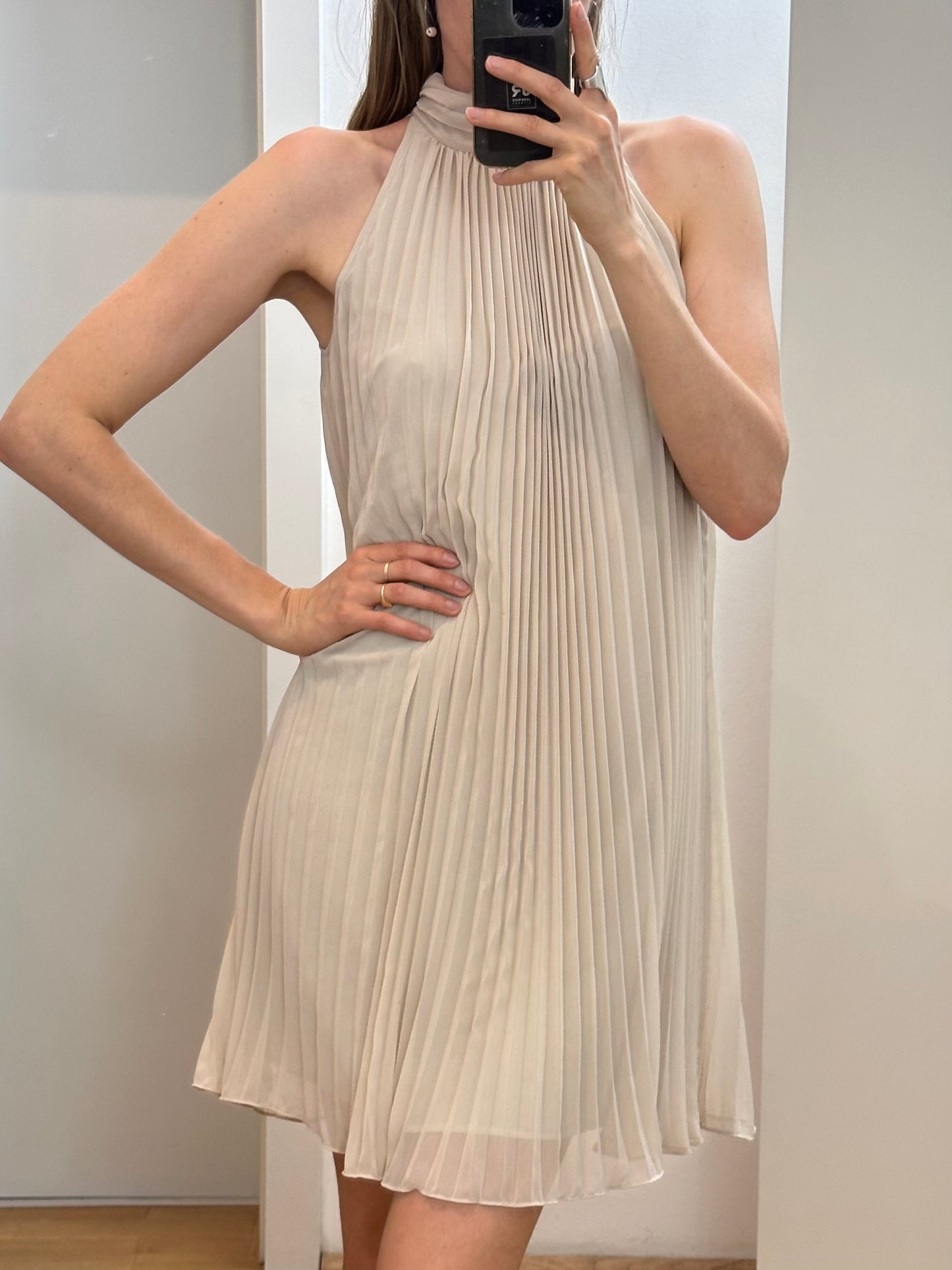Cream Mini Halter Neck Dress S
