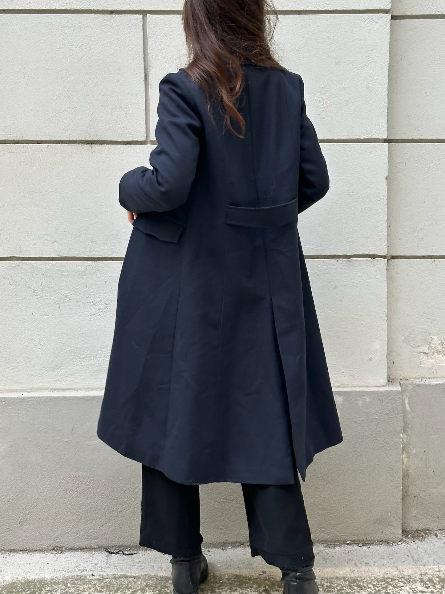 Vintage Dark Navy Viscose Blend Trench Coat S
