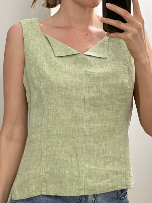 Sage Linen Top M