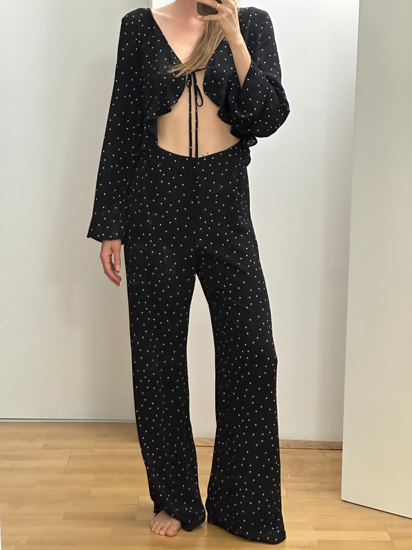 Black Polkadot Jumpsuit M