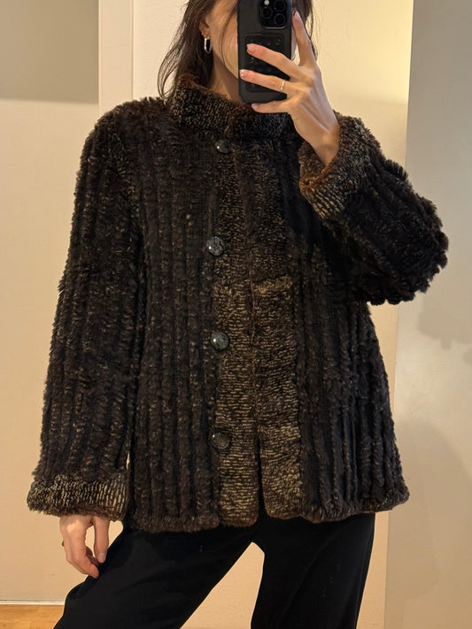 Vintage 100% Genuine Fur Brown Multicolor Short Coat