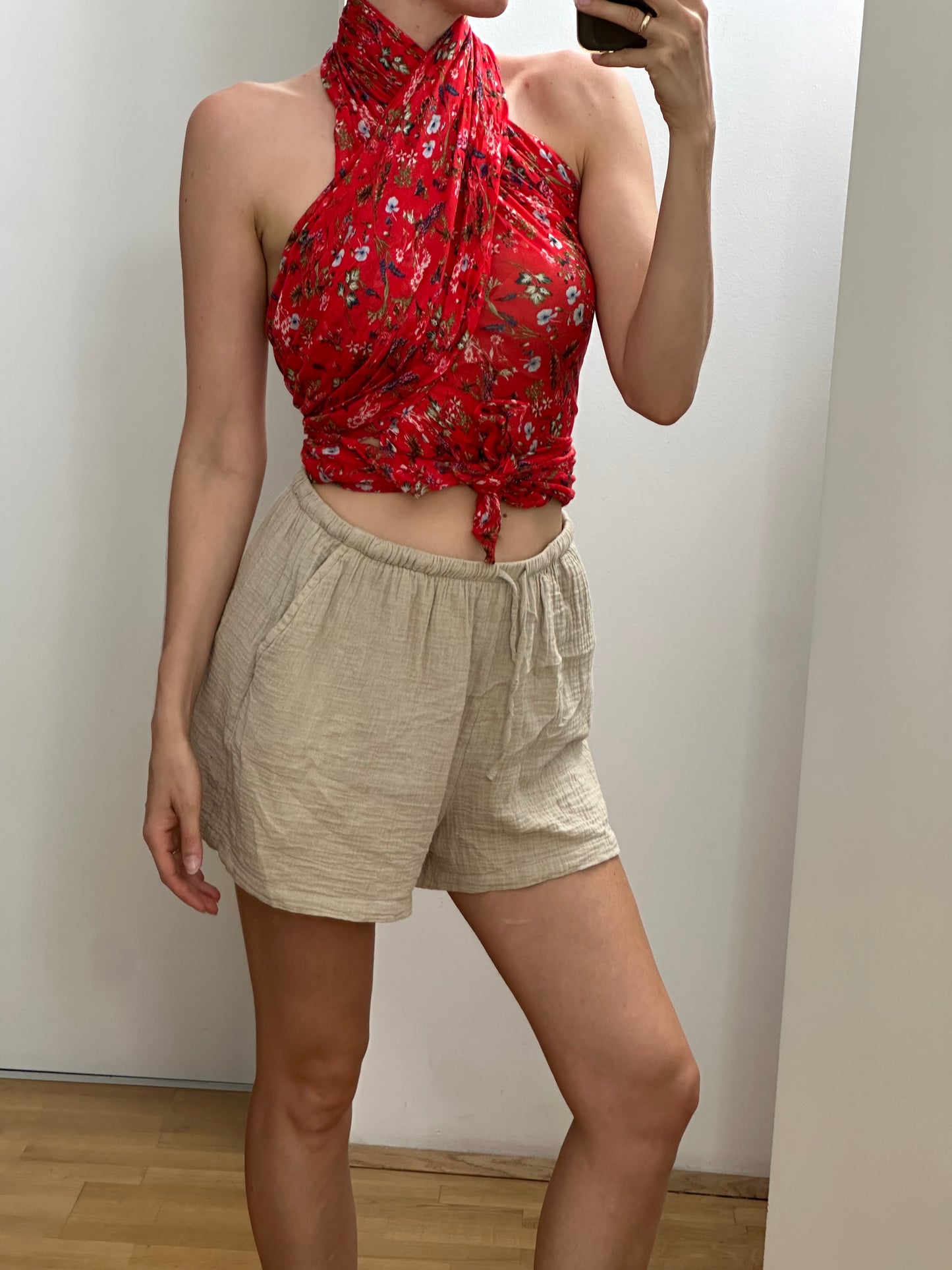 Red Floral Scarf