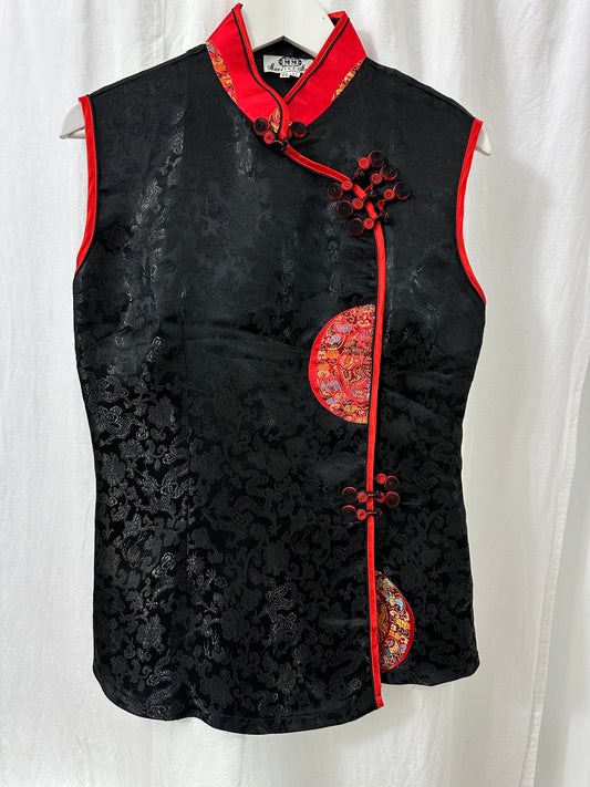 Vintage Asian Black & Red Top S