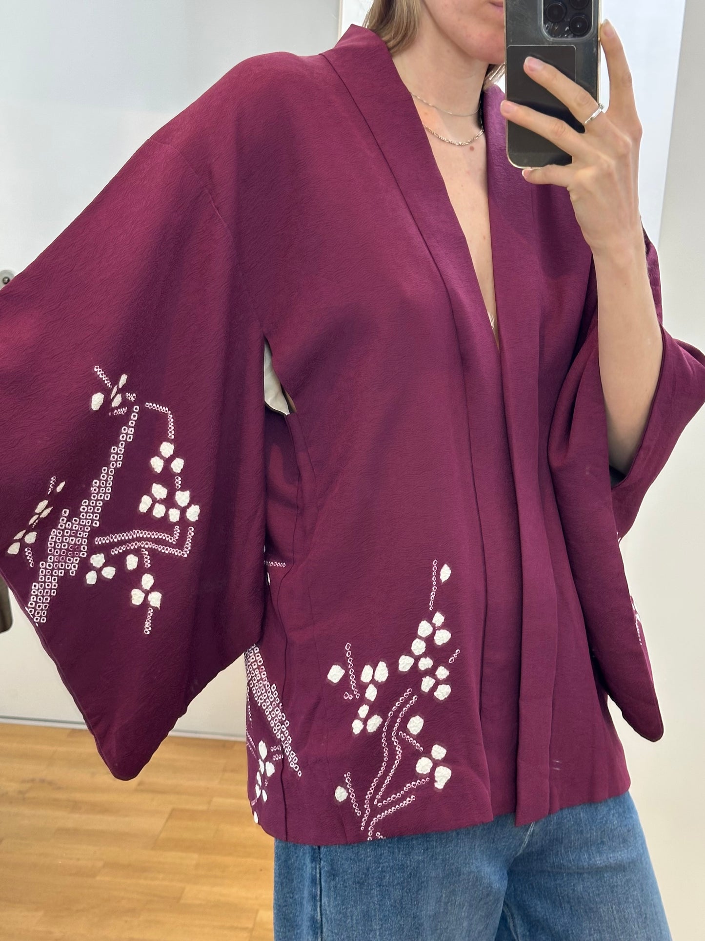 Japanese Purple Haori Kimono Jacket One Size