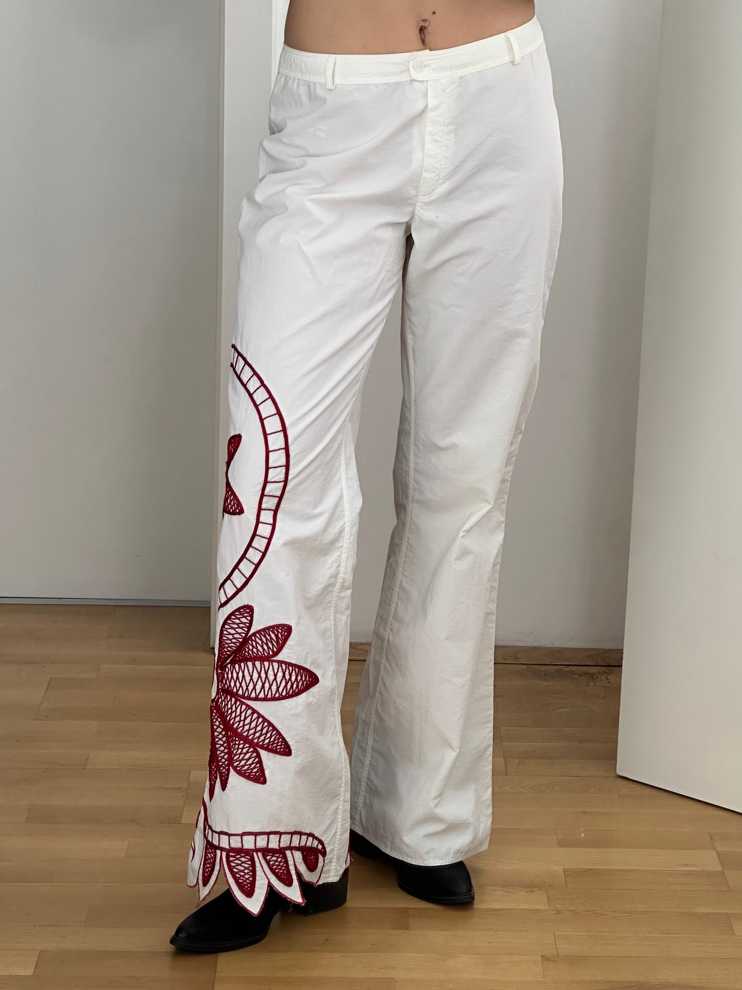 Vintage White Flared Trousers M