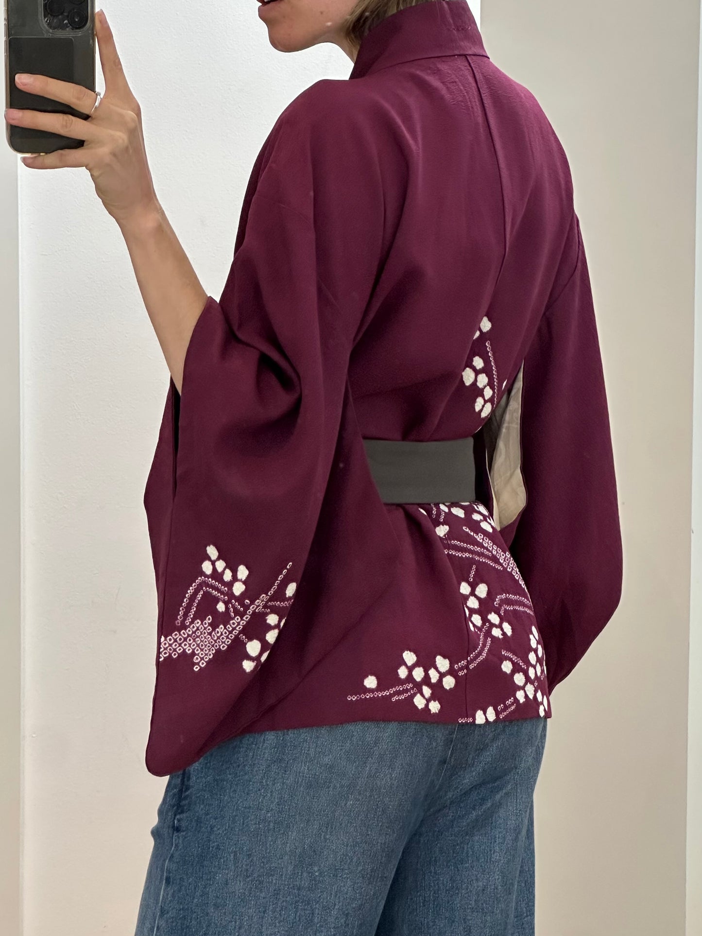 Japanese Purple Haori Kimono Jacket One Size