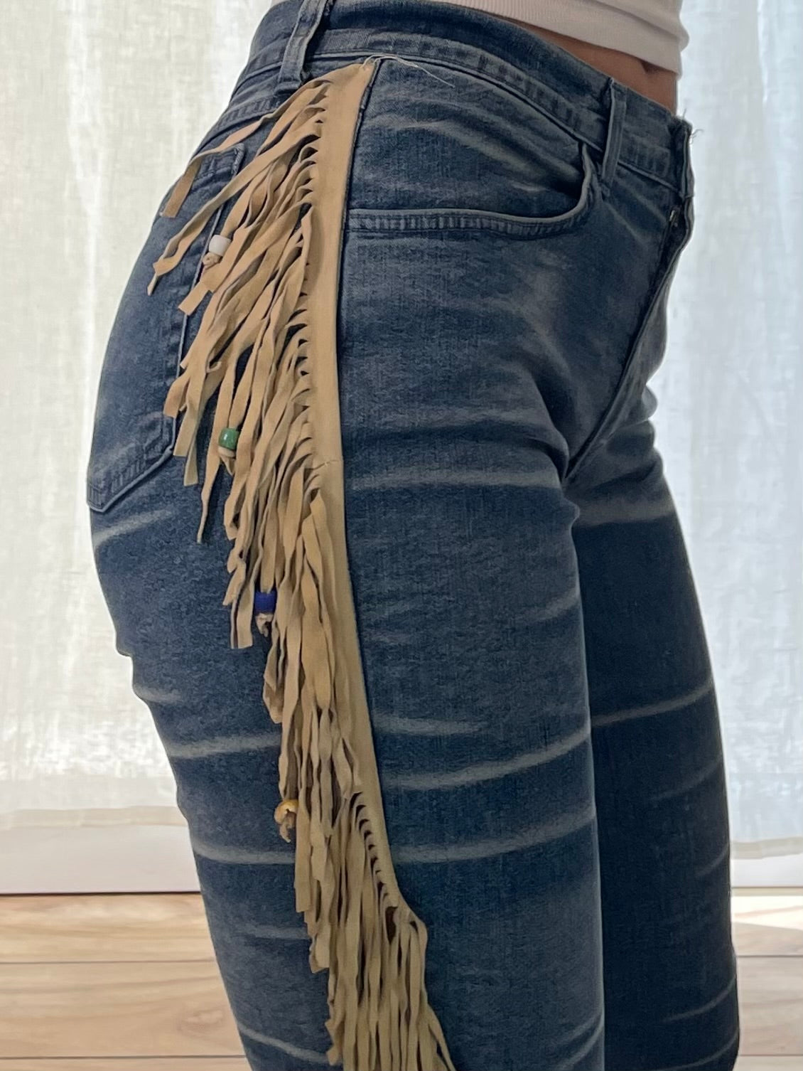 Vintage Fringe Tassel High Waisted Jeans M EU 38