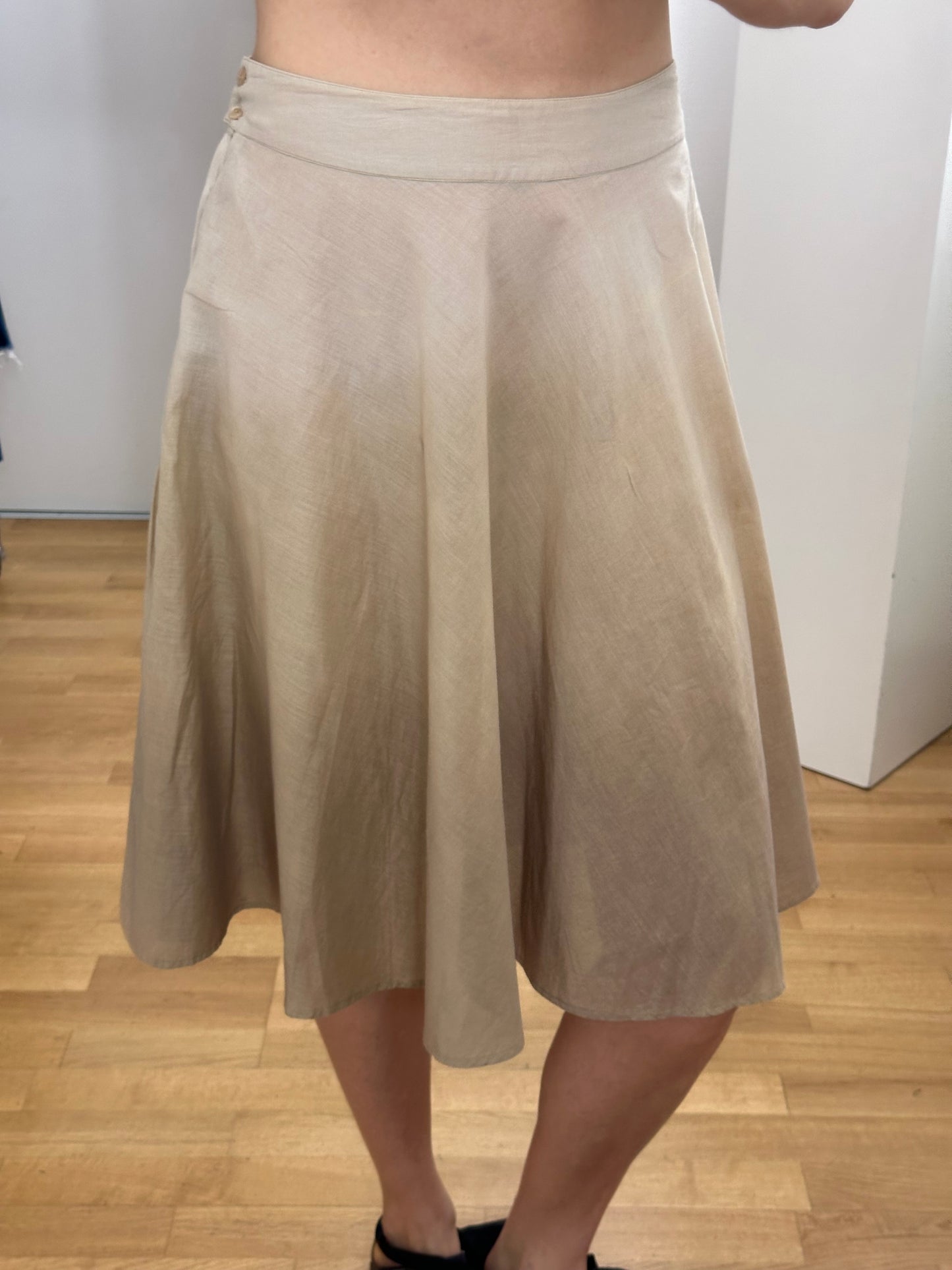 Cream 100% Cotton Midi Skirt S