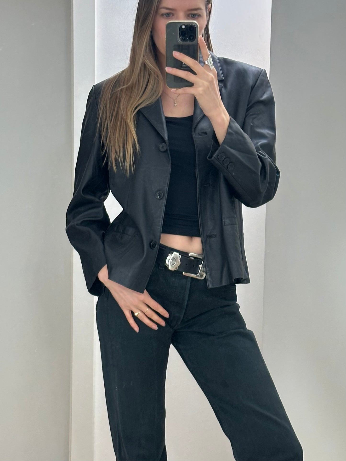 Vintage Black Leather Jacket M/L