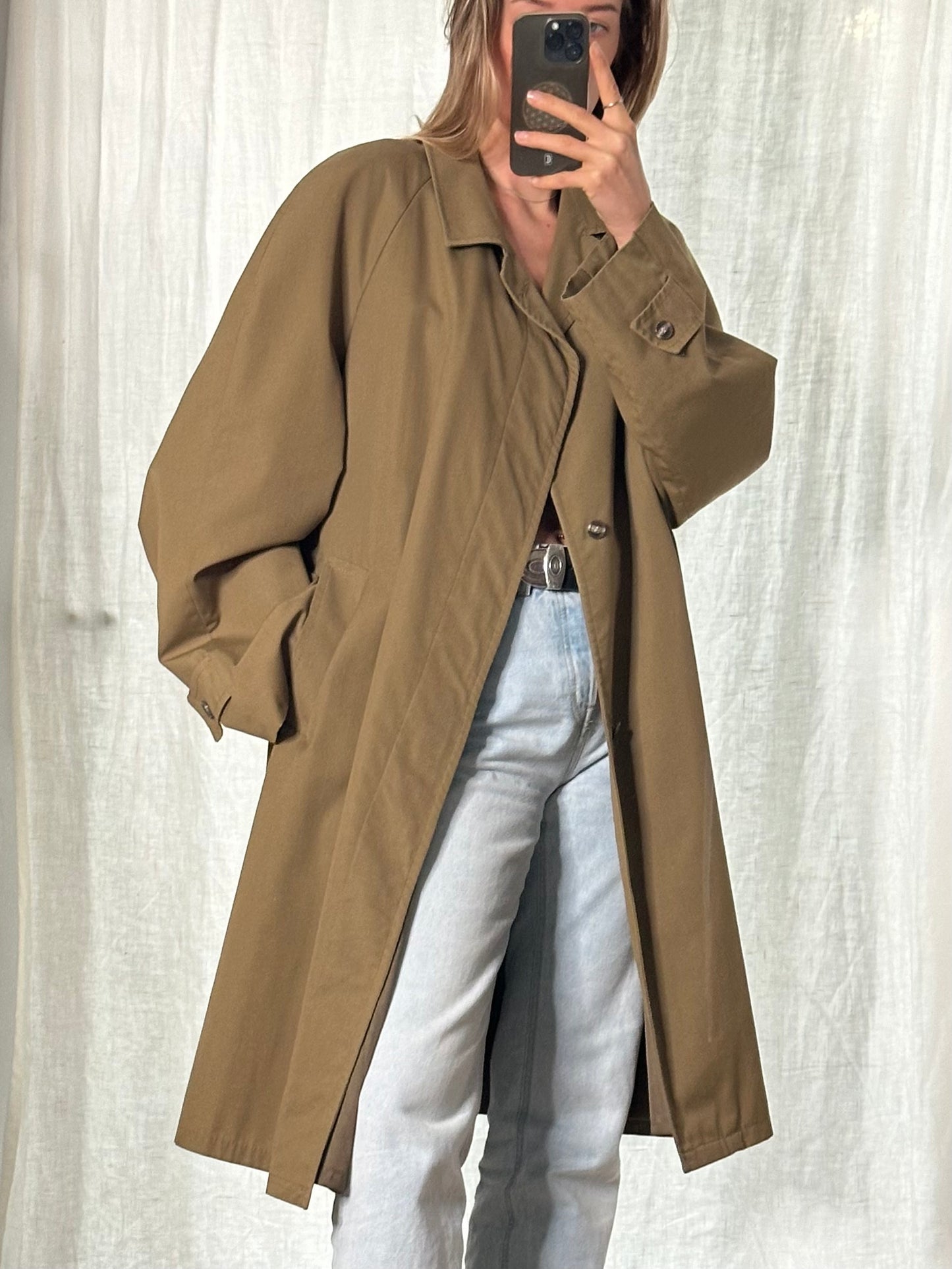 Khaki Swiss Vintage Trench Coat L/XL