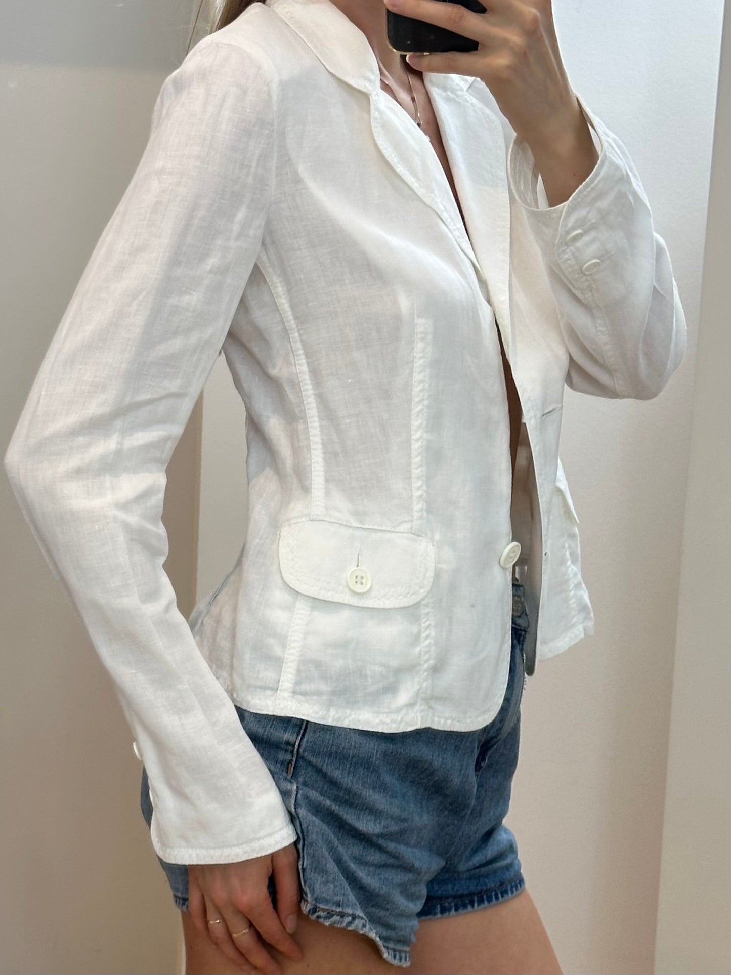 Armani White Linen Blazer S
