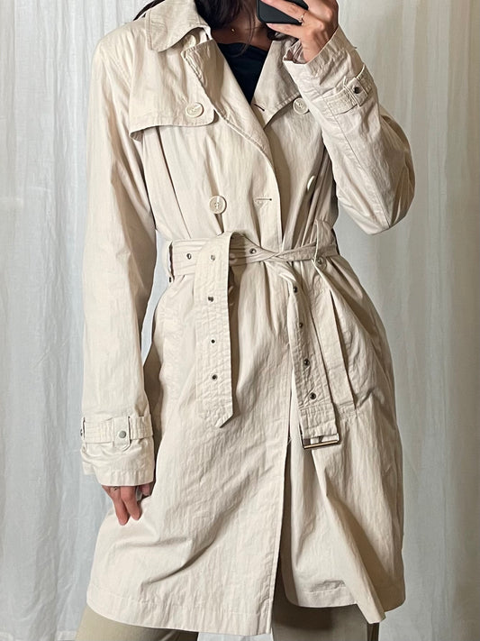 Vintage Cream Belted Trench Coat M