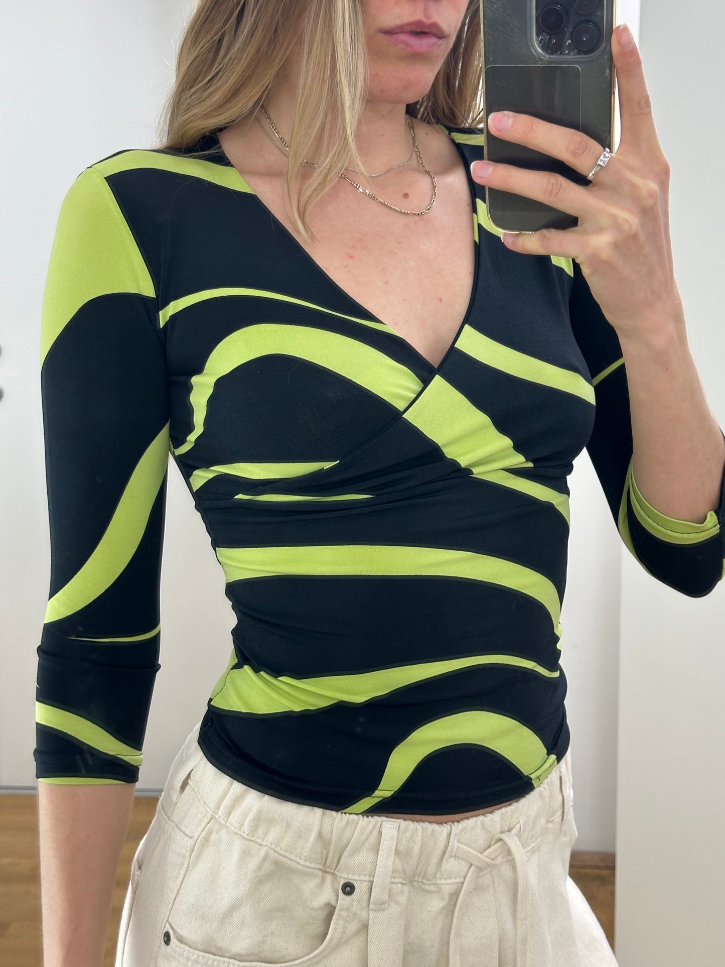 Vintage Y2K Green Black Top S